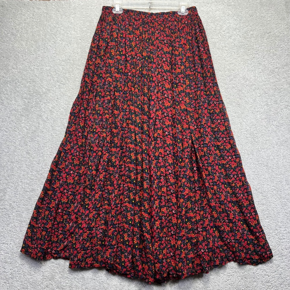 VINTAGE GAP Maxi Skirt Womens Large Multicolor Rayon Floral Ditsy Boho Flowy - Picture 7 of 12